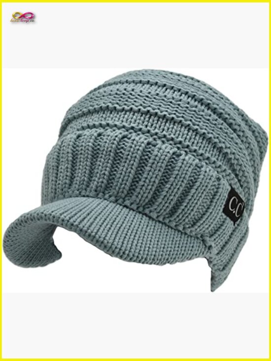 Oversized Chunky Knit Visor Beanie Slouchy Hat Winter Cozy Warm Cable Knit main image 7